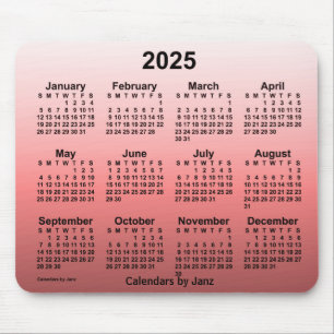 2025 Faded Red Calendar by Janz Mouse Pad