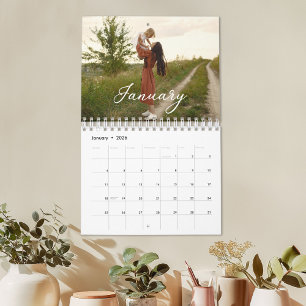 2025 Family Custom Photo Chic Script Calendar