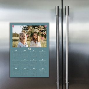 2025 Family Photo Calendar Magnet Green