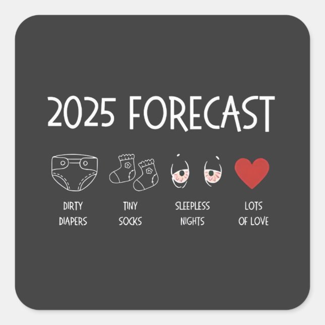 2025 Forecast Mum To Be New Year  Square Sticker (Front)