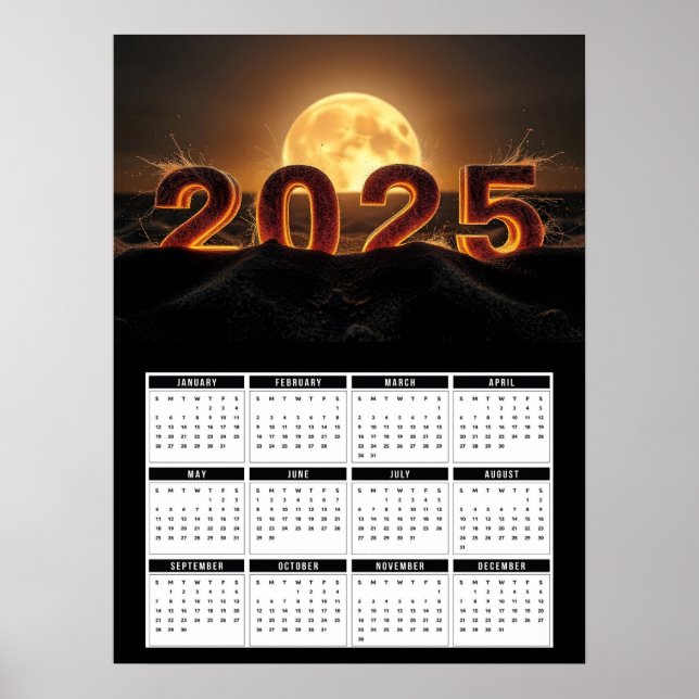 2025 Full Moon Calendar  Poster (Front)
