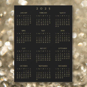 2025 Full Year Black Gold Yearly Calendar Magnet