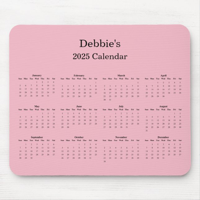 2025 Full Year Calendar Mouse Pad (Front)