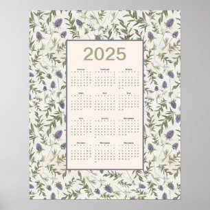 2025 Full Year Calendar Thistle Poster