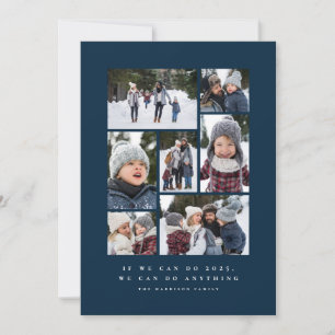 2025 funny motivational photo collage navy holiday card