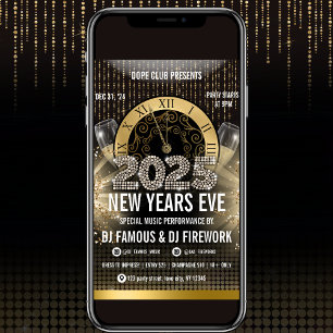 2025 Gold New Years Eve Party Invitation