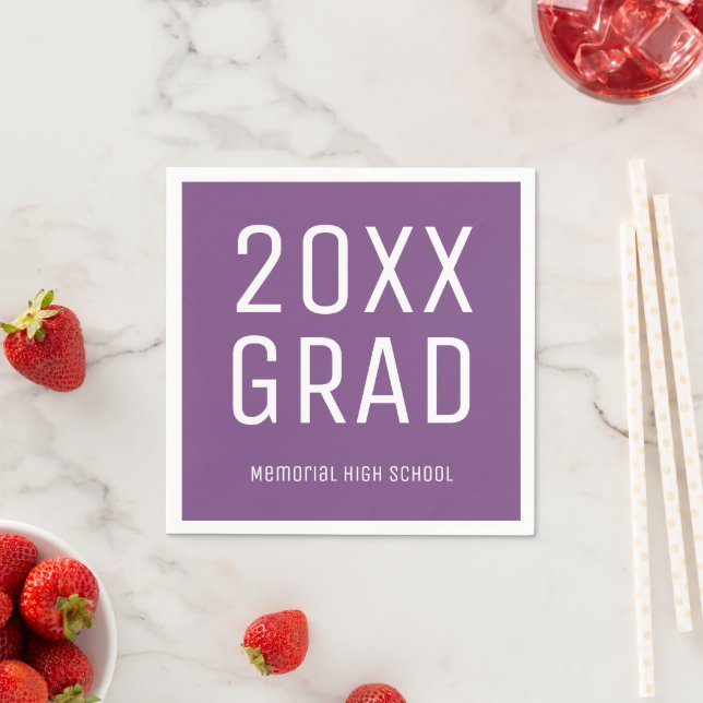 2025 Grad and School Name Modern Graduation Party Napkin (Insitu)
