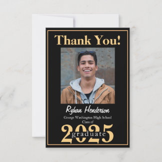 2025 Grad Bold Gold Black Photo Thank you