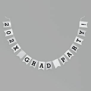 2025 Grad Party Modern Silver Graduation Bunting