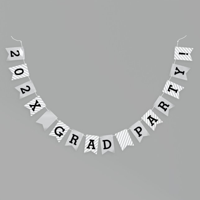 2025 Grad Party Modern Silver Graduation Bunting (Creator Uploaded)