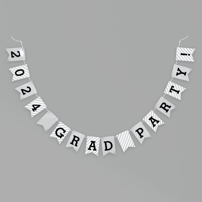 2025 Grad Party Modern Silver Graduation Bunting (Creator Uploaded)
