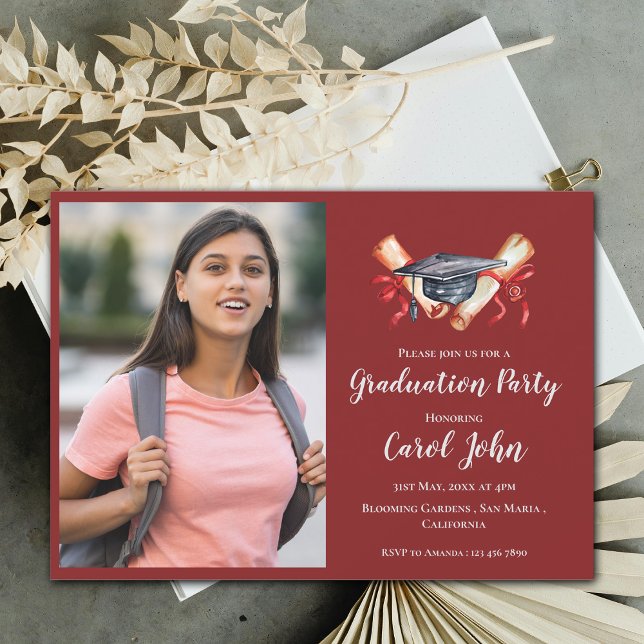 2025 Grad Photo Elegant Graduation Party Invitation (2025 Grad Photo Elegant Graduation Party Invitation)