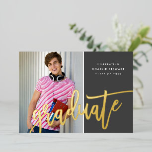 2025 GRAD photo modern calligraphy fun grey gold