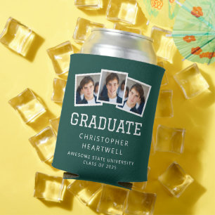 2025 Graduate 3-Photo Green White Sporty Can Cooler