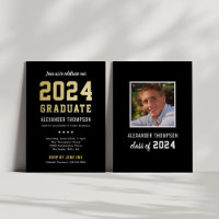 2025 Graduate Modern Black Gold Graduation Party