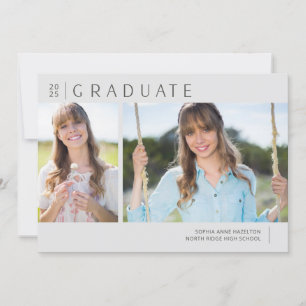 2025 Graduate Neutral Grey Photo Graduation Party Invitation