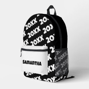 2025 Graduation - Add Name and Year, Black & White Printed Backpack