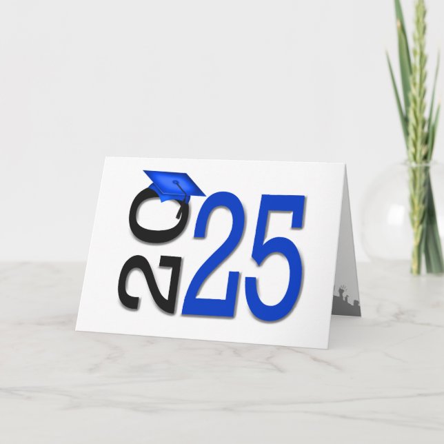 2025 Graduation Blue and Black School Colours Card (Front)