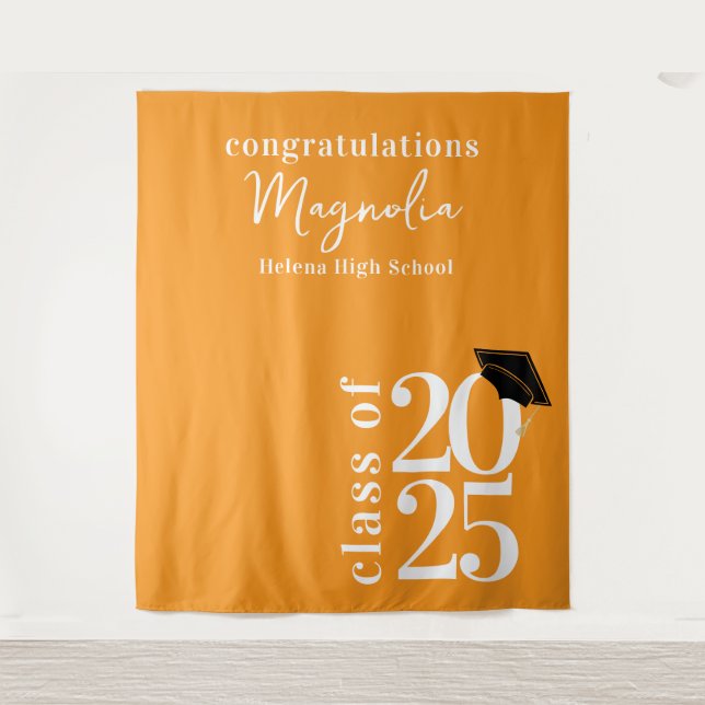2025 Graduation Cap Banner Backdrop Tapestry (Front)