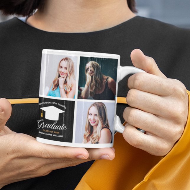 2025 Graduation Chic Senior Portrait Photo Collage Coffee Mug (Creator Uploaded)