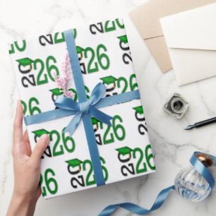 2025 Graduation Green and Black Wrapping Paper