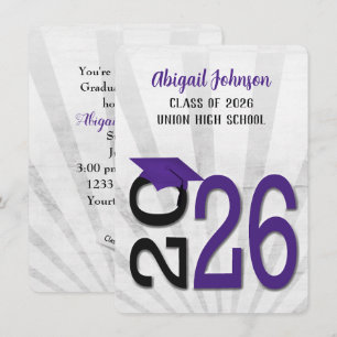 2025 Graduation In Purple and Black School Colours Invitation