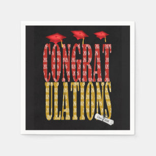 2025 Graduation In Red and Gold School Colours Napkin