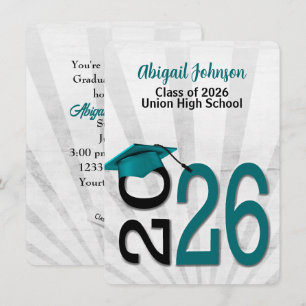 2025 Graduation In Teal and Black School Colours Invitation