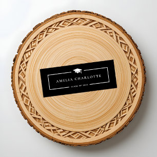 2025 Graduation Name Cards - Modern Sleek Black