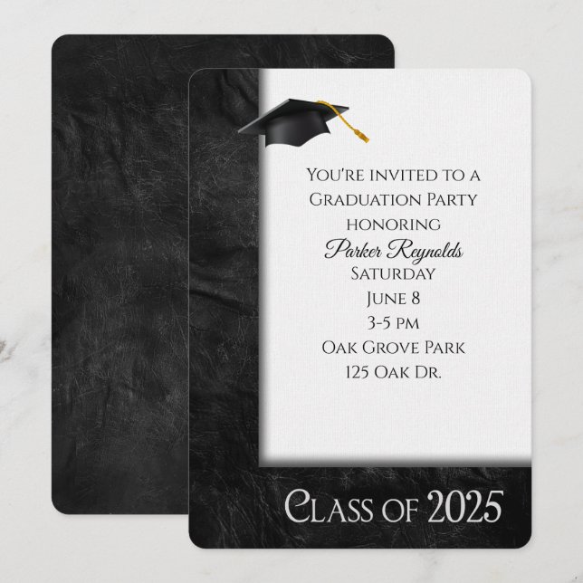 2025 Graduation Party Leather Frame Invitation (Front/Back)