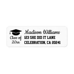 2025 Graduation Personalised Grad Return Address Label
