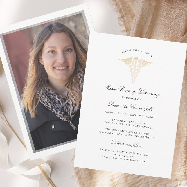 2025 Graduation Photo Nurse Pinning Ceremony Invitation (2025 Graduation Photo Nurse Pinning Ceremony Invitation)