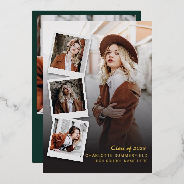 2025 Graduation Photos Grad Gold Foil Announcement (Front/Back)