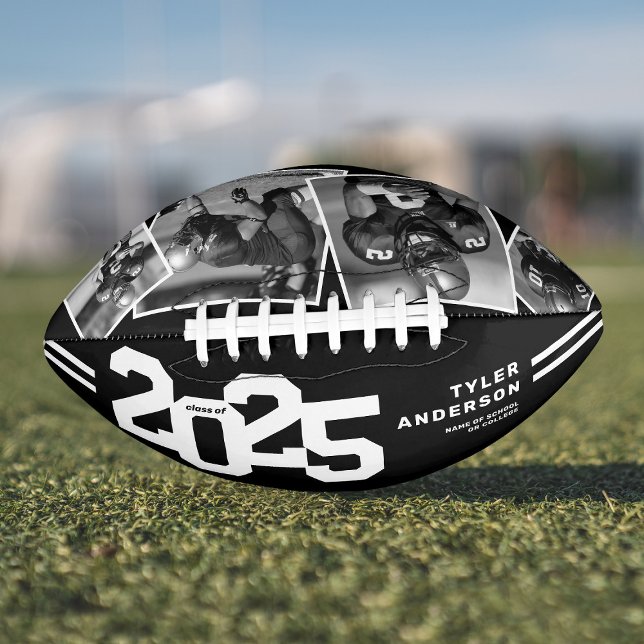 2025 Graduation Senior 4 Photo Black Football (Creator Uploaded)