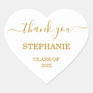 2025 Graduation Thank You Gold Script Heart Sticker