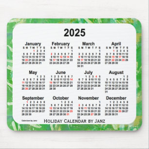 2025 Green Holiday Art Calendar by Janz Mouse Pad