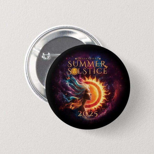2025 Greensboro Summer Solstice Festival Dated 6 Cm Round Badge (Front & Back)
