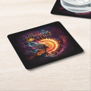 2025 Greensboro Summer Solstice Festival Keepsake Square Paper Coaster