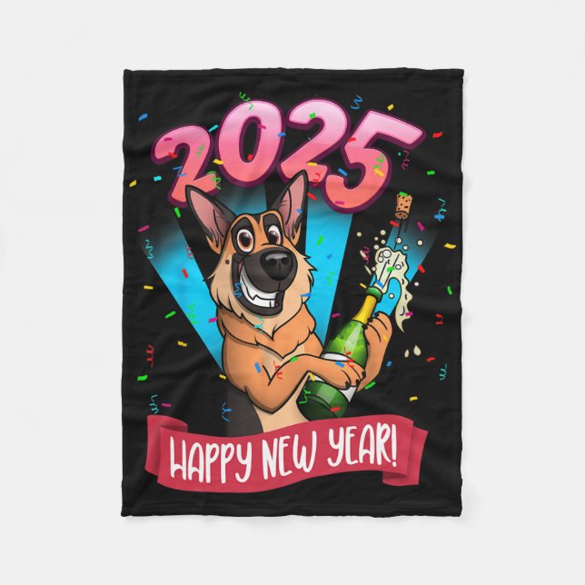 2025 Happy New Year German Shepherd Edition  Fleece Blanket (Front)