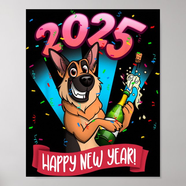 2025 Happy New Year German Shepherd Edition  Poster (Front)