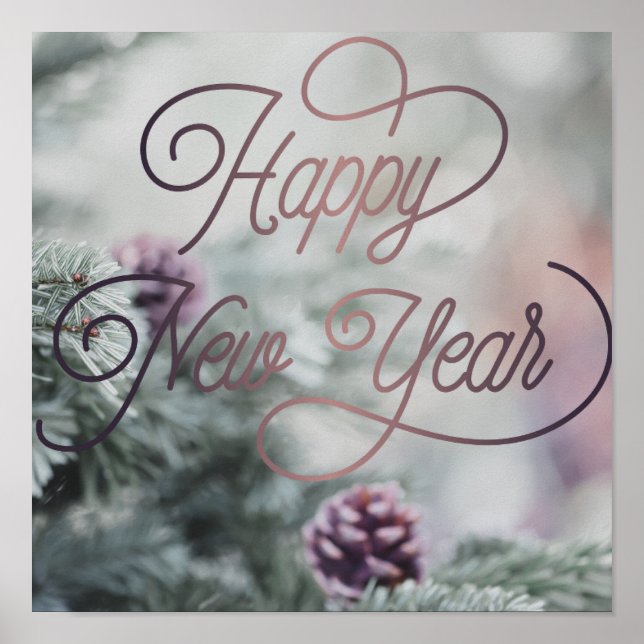 2025 Happy New Year Pink Custom  Business Poster (Front)