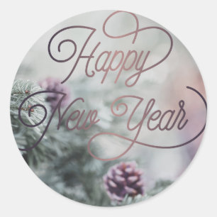 2025 Happy New Year Pink Custom Classic Round Sticker