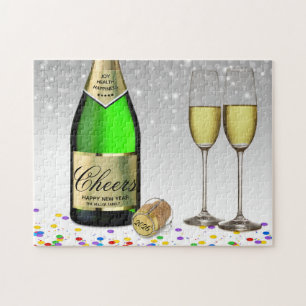 2025 Happy New Year Sparkling Wine Bottle Jigsaw Puzzle