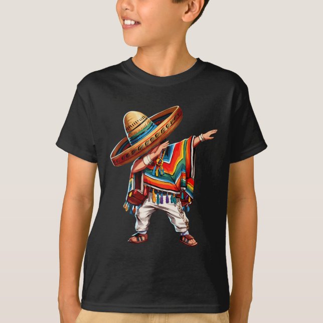 2025 Happy Party Mexican Boy Dabbing Poncho Cinco  T-Shirt (Front)