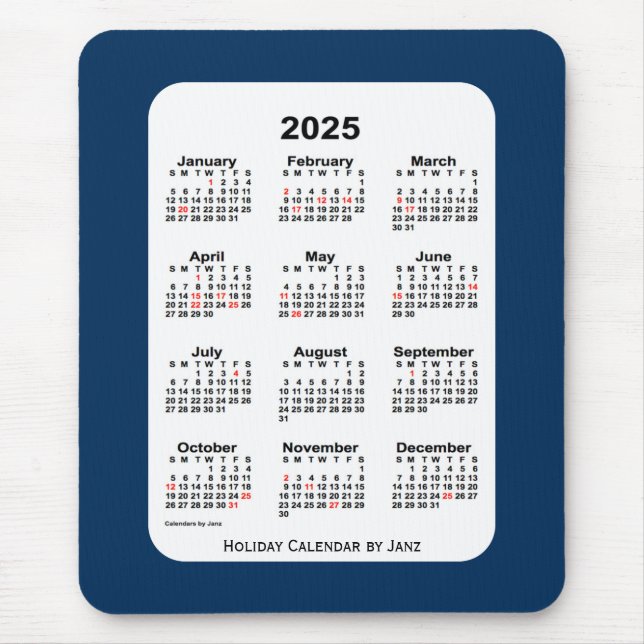 2025 Holiday Police Box Blue Calendar by Janz Mouse Pad (Front)