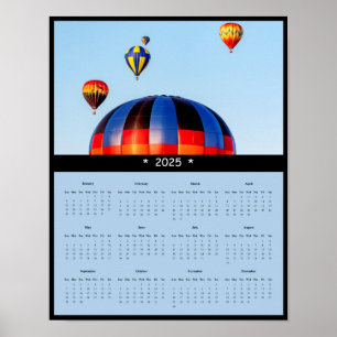 2025 Hot Air Balloons Wall Calendar Poster