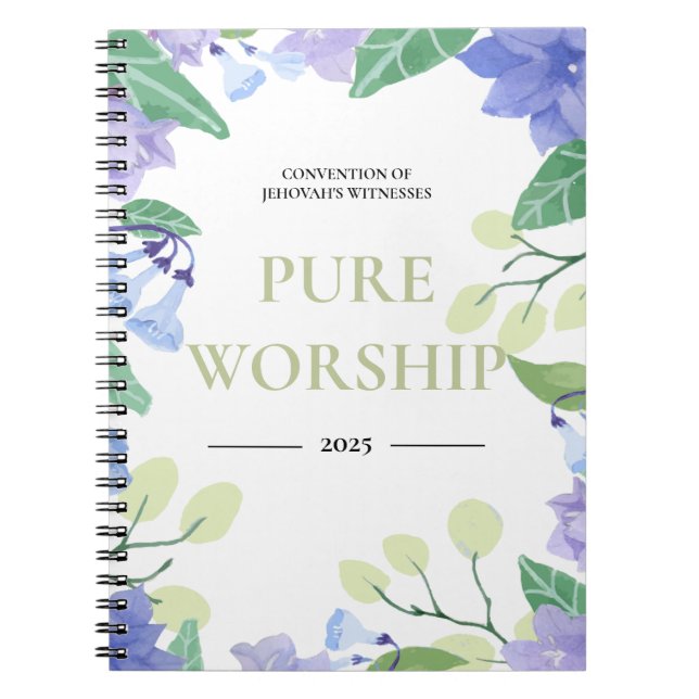 2025 JW convention pure worship blue floral design Notebook (Front)