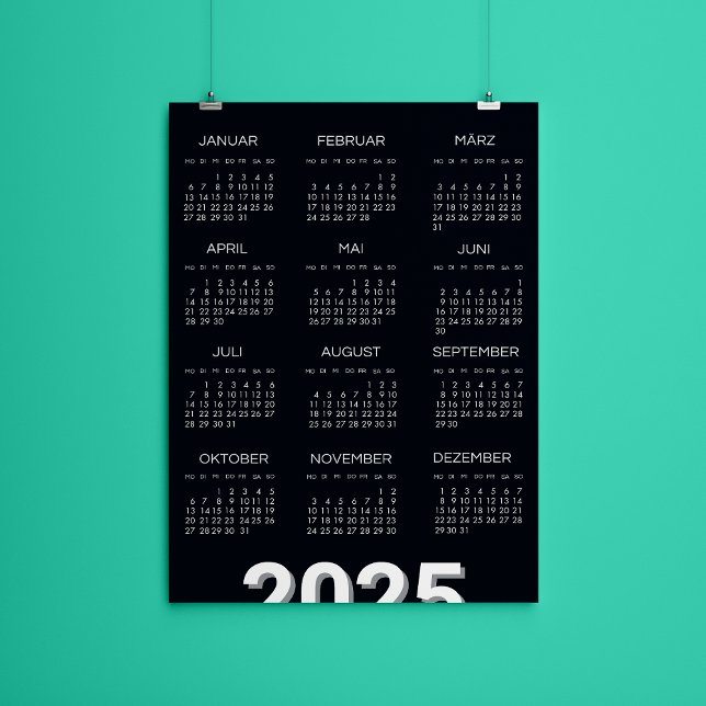 2025 Kalender Deutsch Black And White Invitation (2025 Kalender Deutsch Black And White Invitation)
