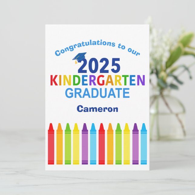 2025 Kindergarten Graduate Custom Cute Graduation Card (Standing Front)