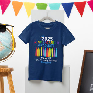 2025 Kindergarten Graduate Personalized Blue Kids T-Shirt